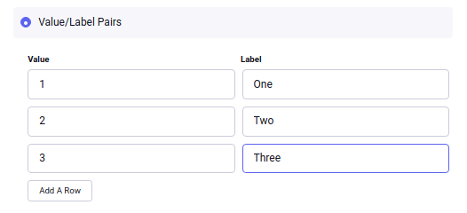 value label pair option
